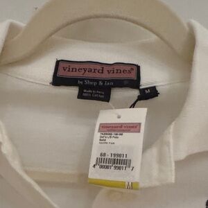 NWT boys white long sleeve polo medium